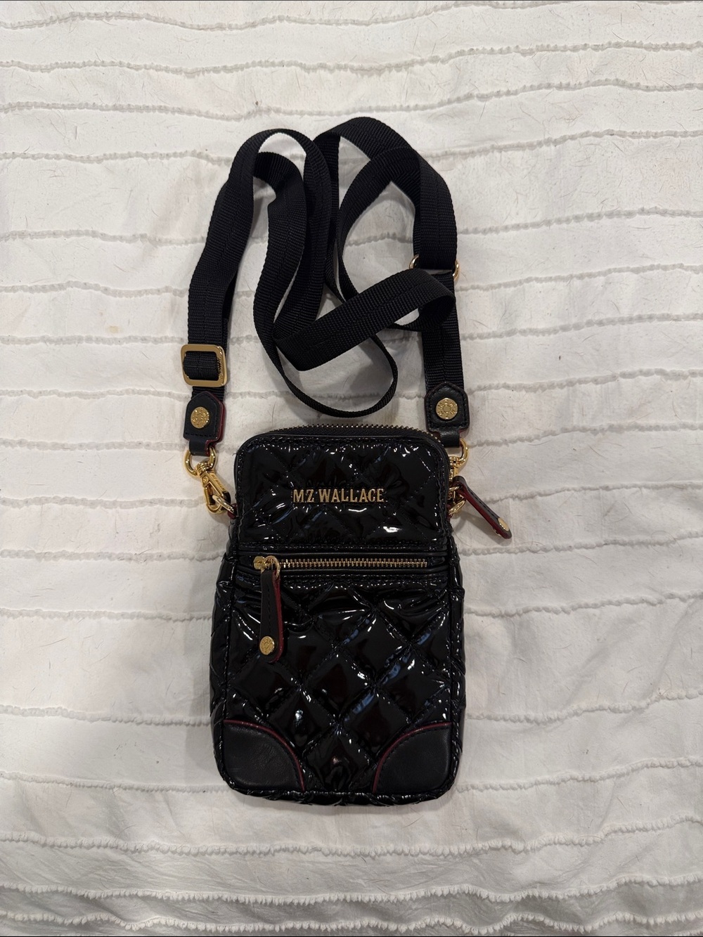 MZ Wallace Black Quilted Crossbody Phone Bag